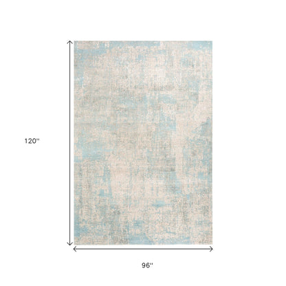 8' X 10' Blue Abstract Hand Knotted Area Rug-2