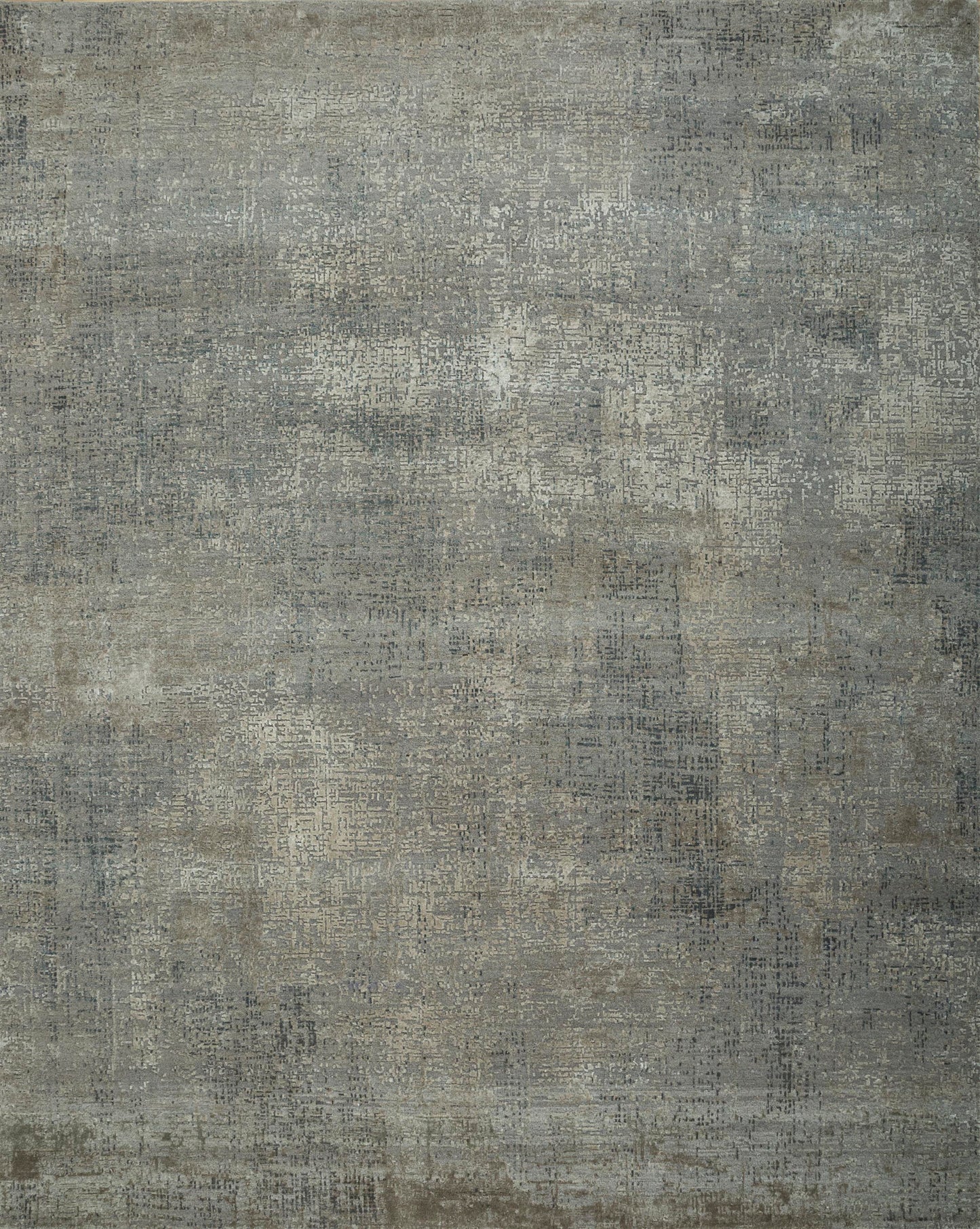 8' X 10' Gray Abstract Hand Knotted Area Rug-5