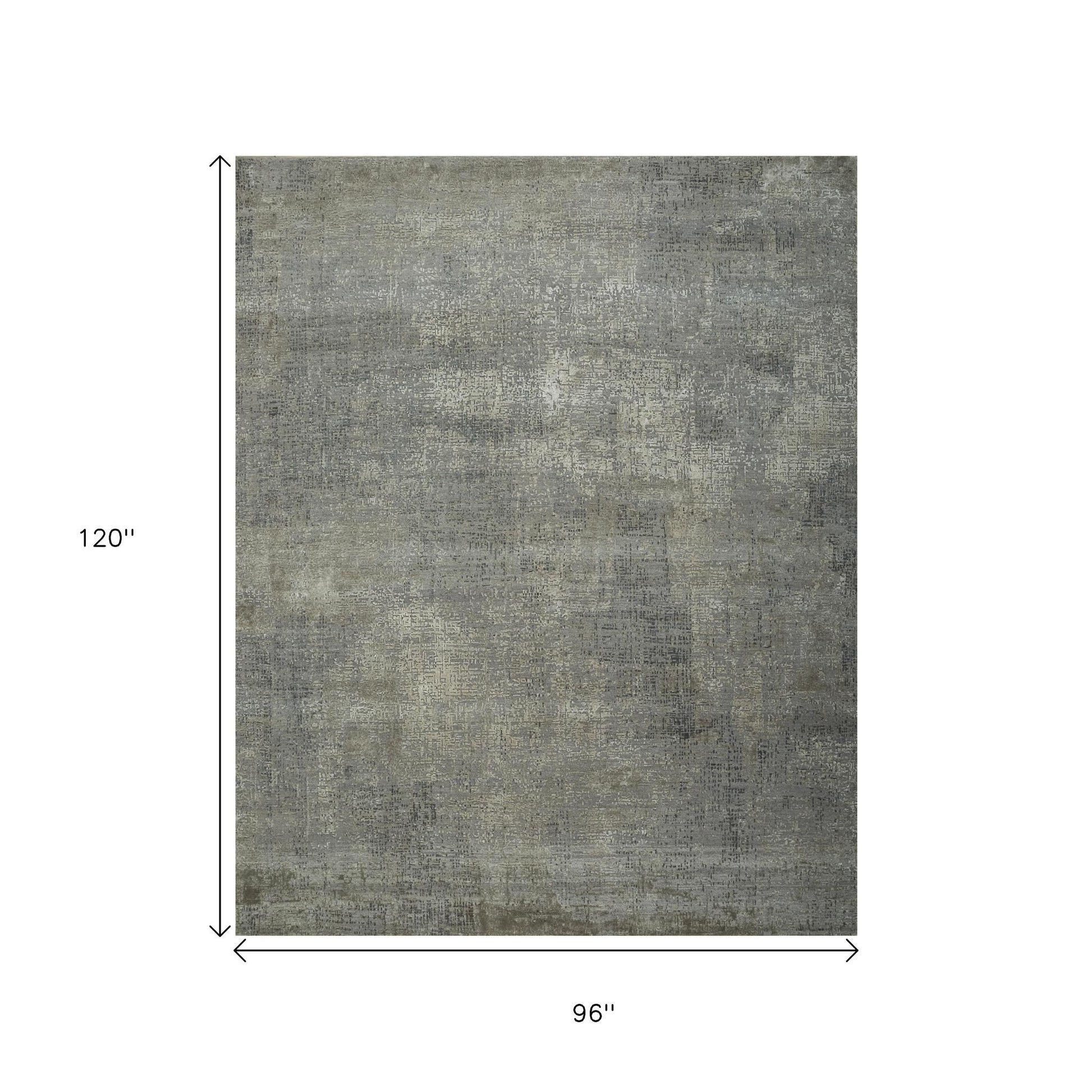 8' X 10' Gray Abstract Hand Knotted Area Rug-2