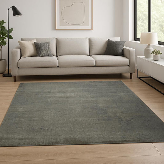 8' X 10' Gray Abstract Hand Knotted Area Rug-0