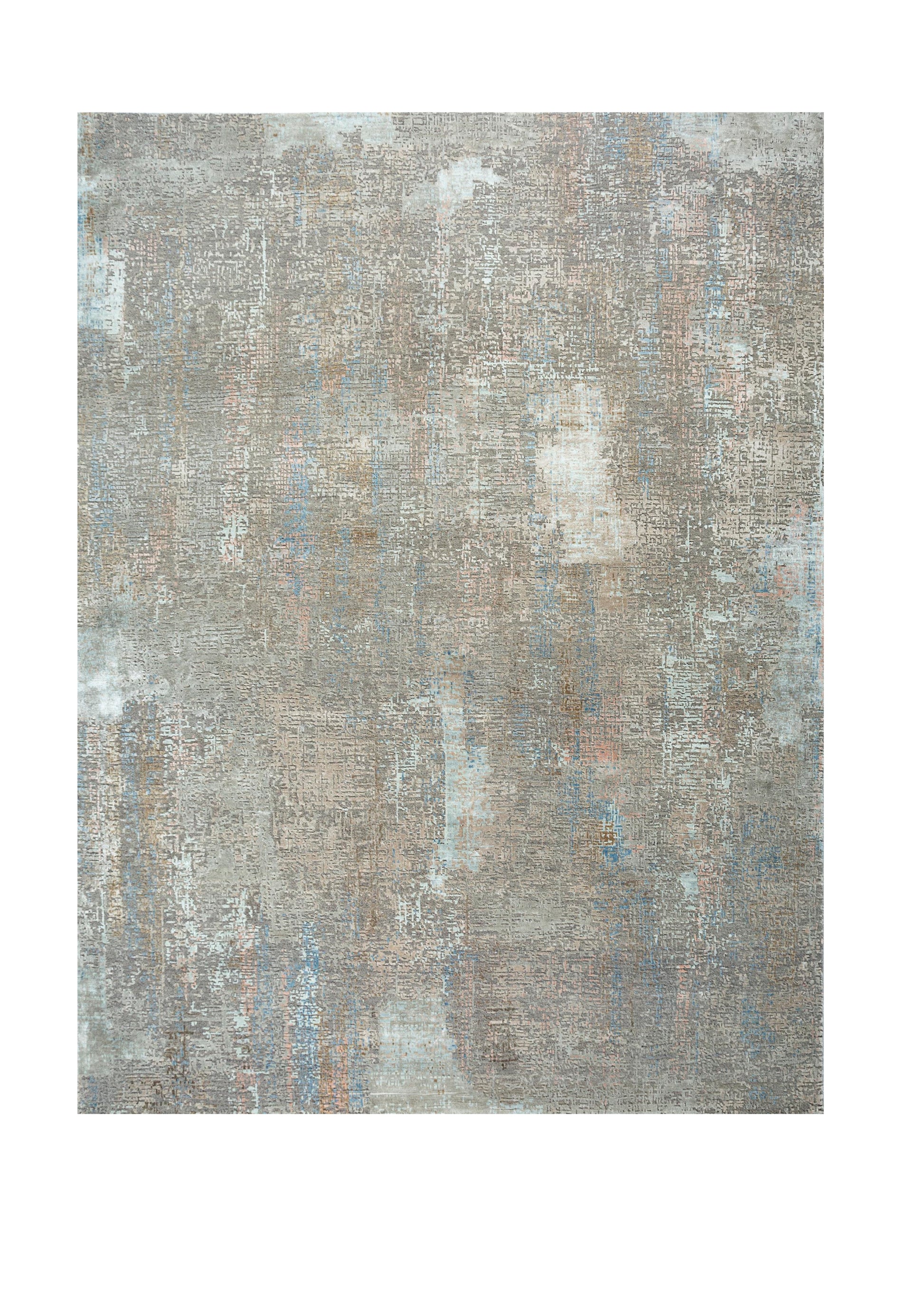 8' X 10' Blue Abstract Hand Knotted Area Rug-0