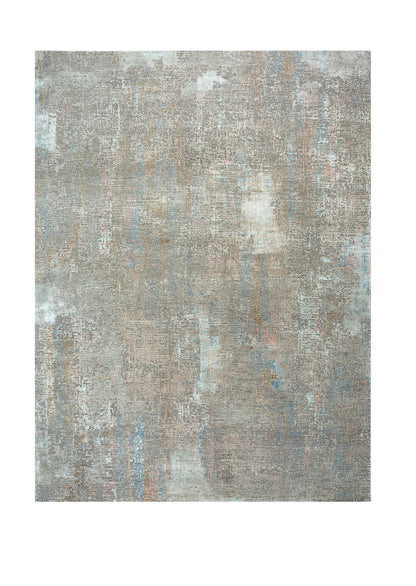 8' X 10' Blue Abstract Hand Knotted Area Rug-0