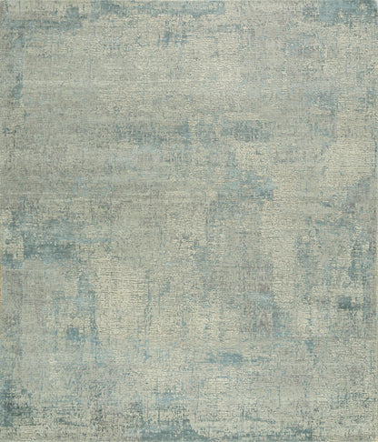 8' X 10' Blue Abstract Hand Knotted Area Rug-1