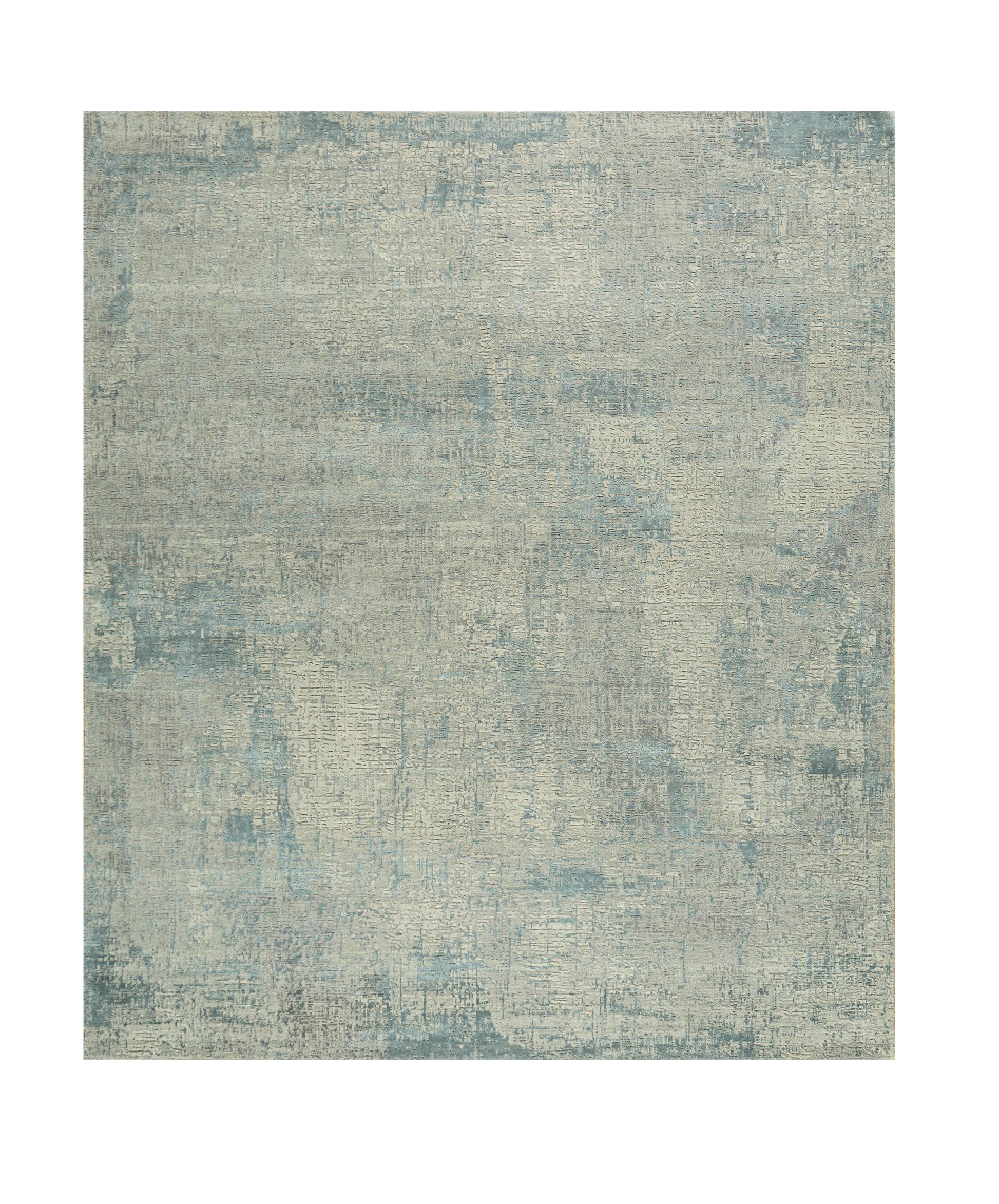 8' X 10' Blue Abstract Hand Knotted Area Rug-3