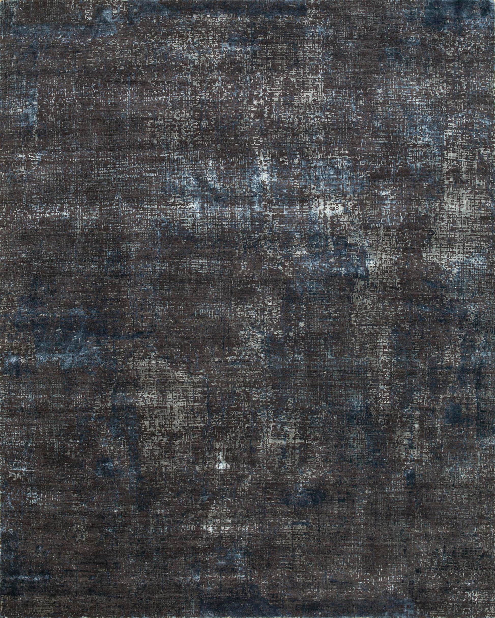 8' X 10' Blue Abstract Hand Knotted Area Rug-1