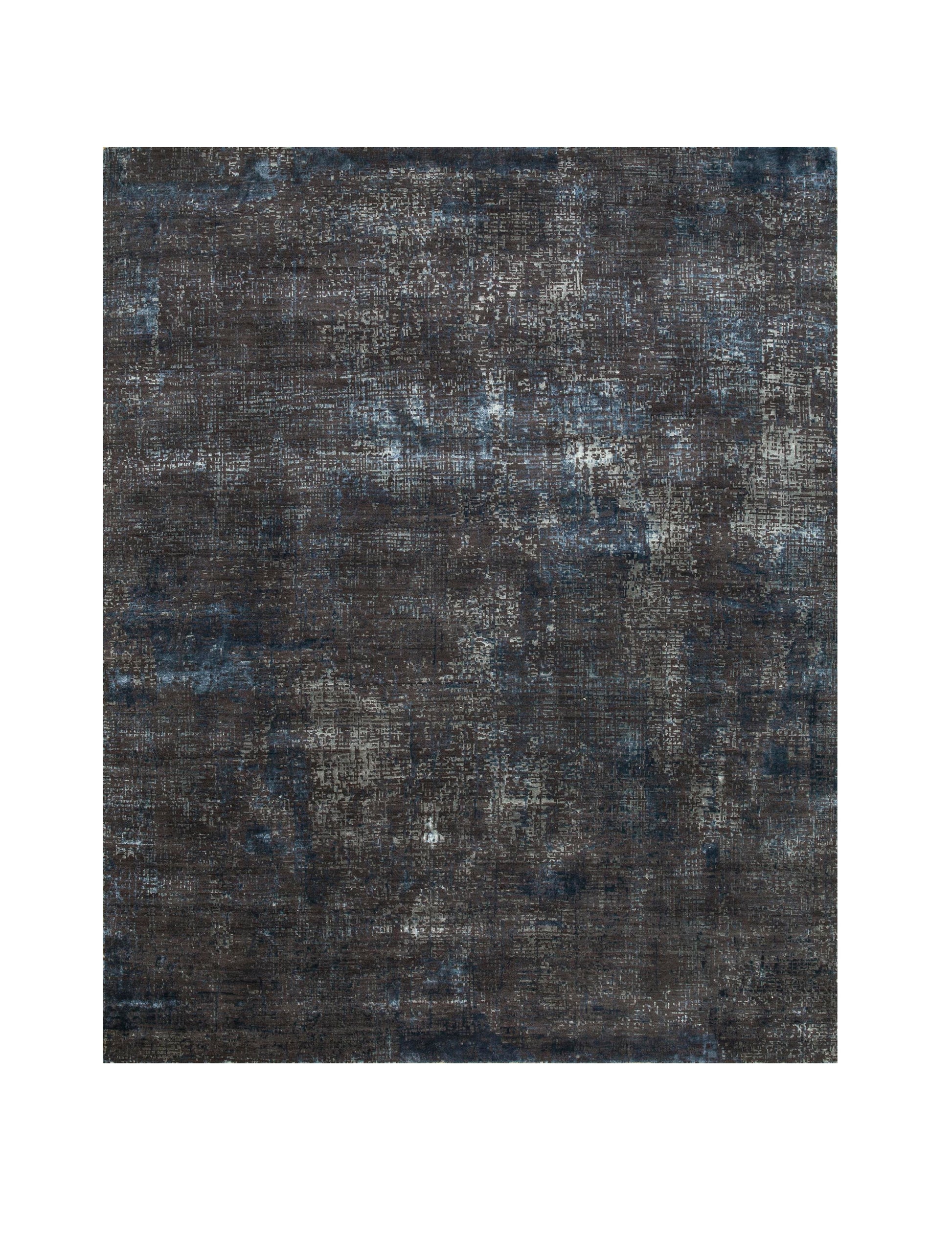 8' X 10' Blue Abstract Hand Knotted Area Rug-3