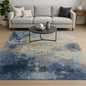8' X 10' Blue Abstract Hand Knotted Area Rug-0