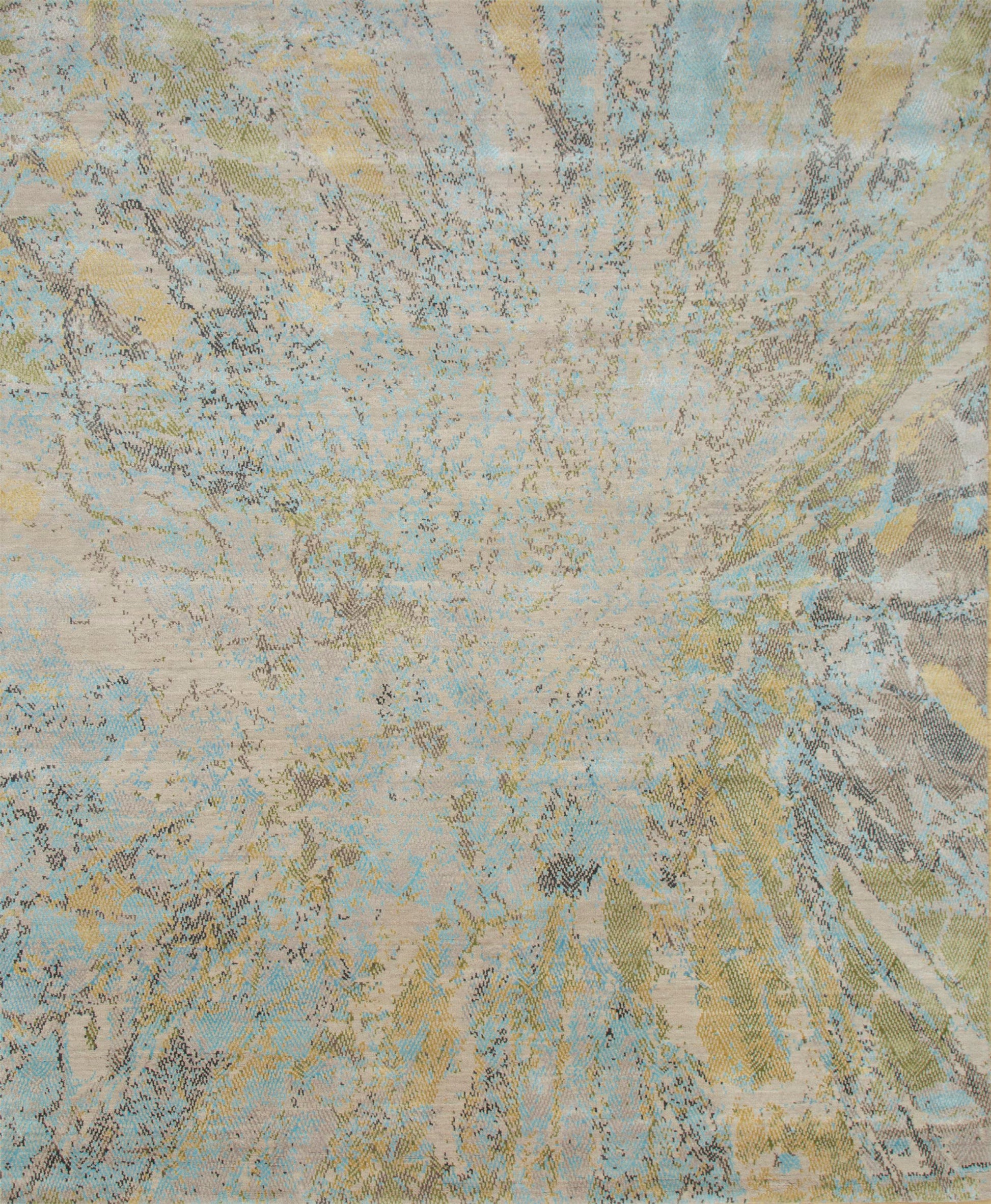 8' X 10' Blue Abstract Hand Knotted Area Rug-1