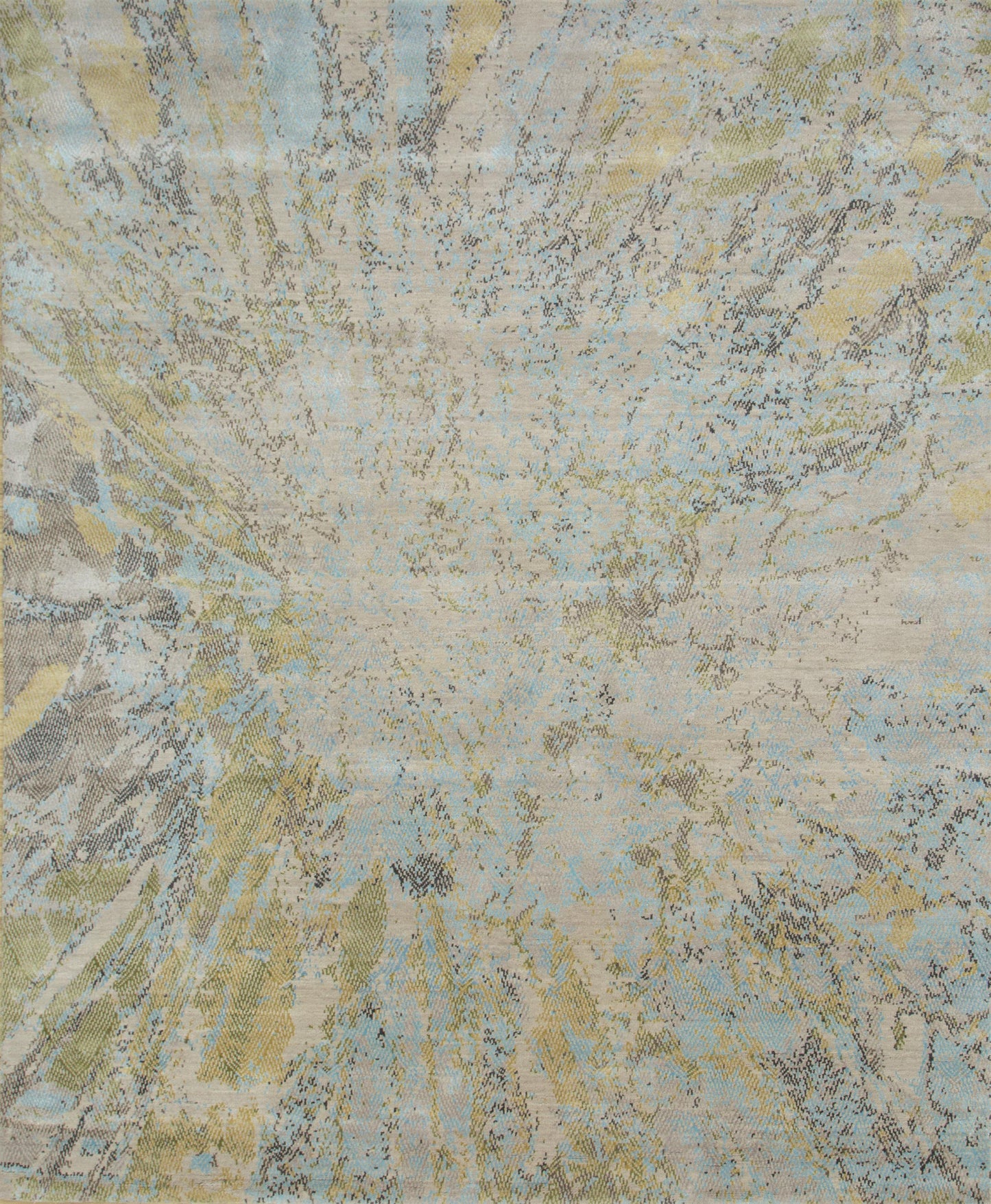 8' X 10' Blue Abstract Hand Knotted Area Rug-3