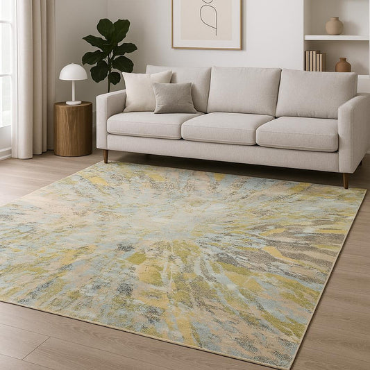 8' X 10' Blue Abstract Hand Knotted Area Rug-0