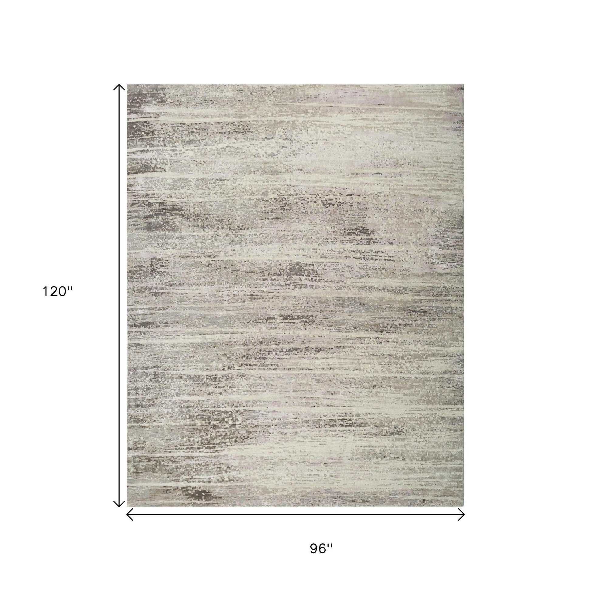 8' X 10' Brown Abstract Hand Knotted Area Rug-3