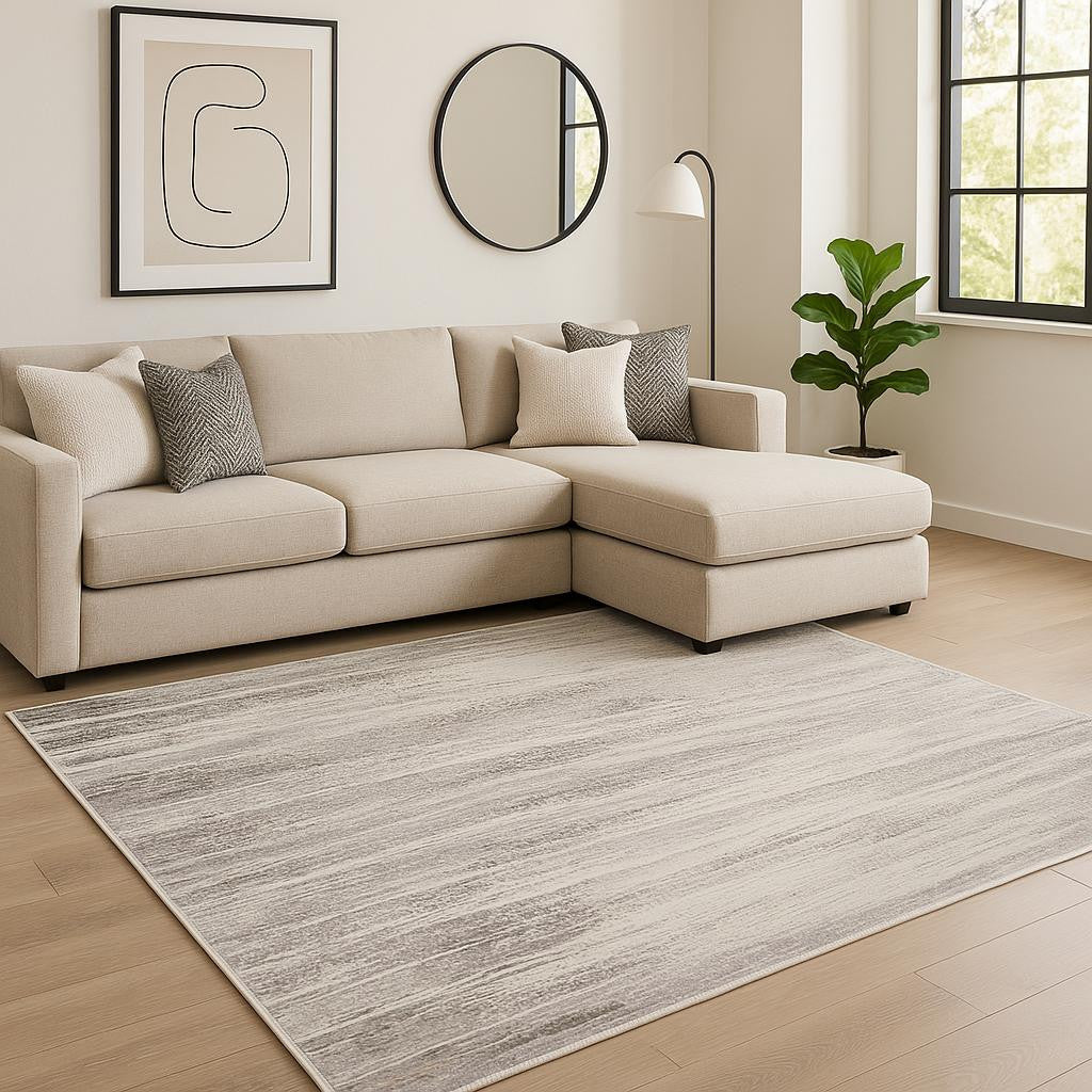 8' X 10' Brown Abstract Hand Knotted Area Rug-1