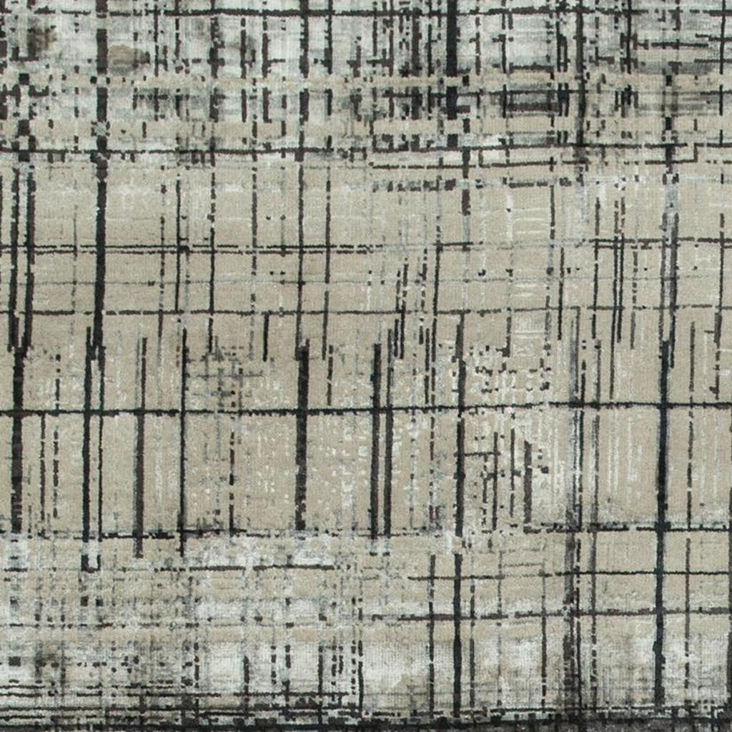 8' X 10' Black Abstract Hand Knotted Area Rug-2