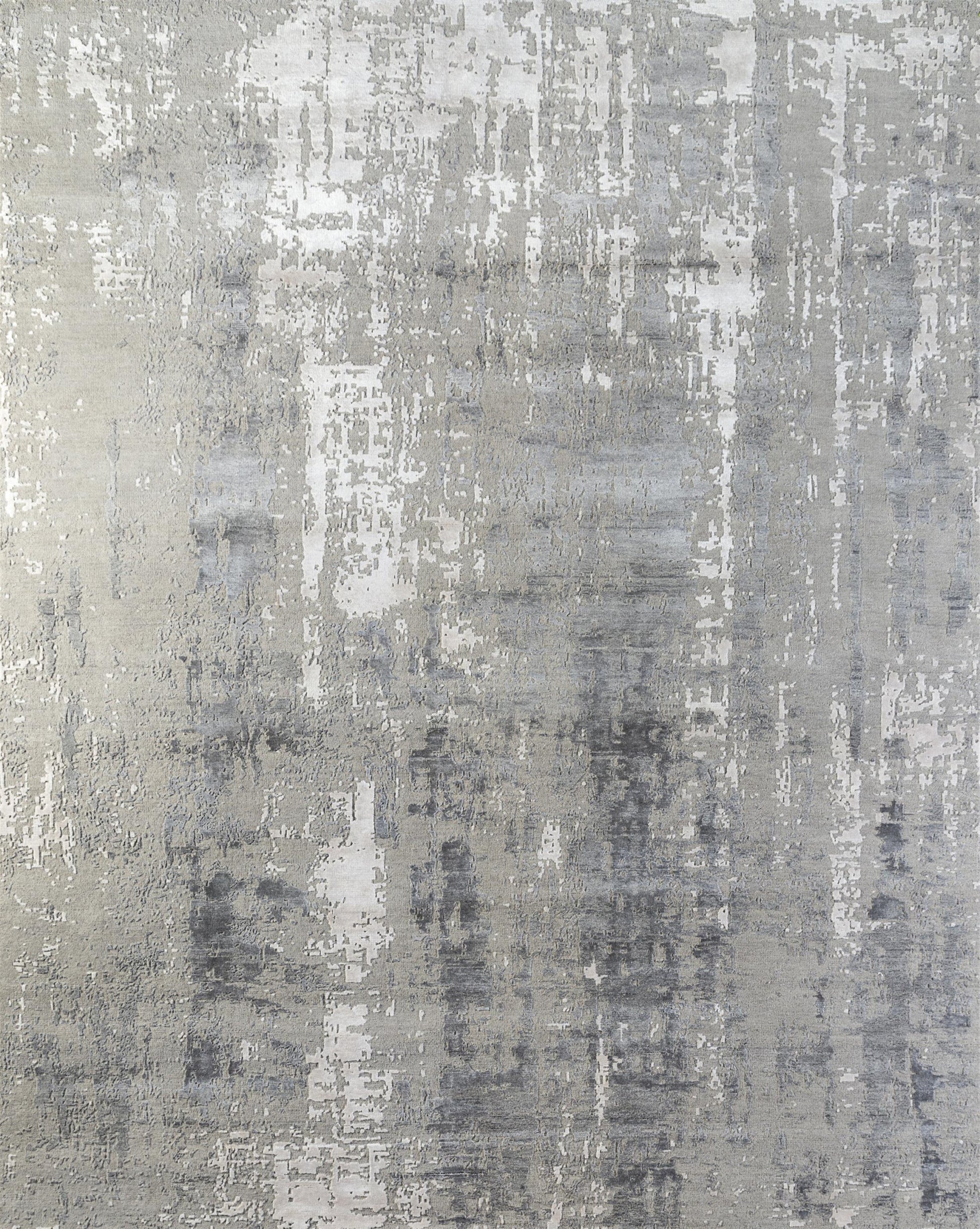 8' X 10' Ivory Beige and Gray Abstract Hand Knotted Area Rug-3