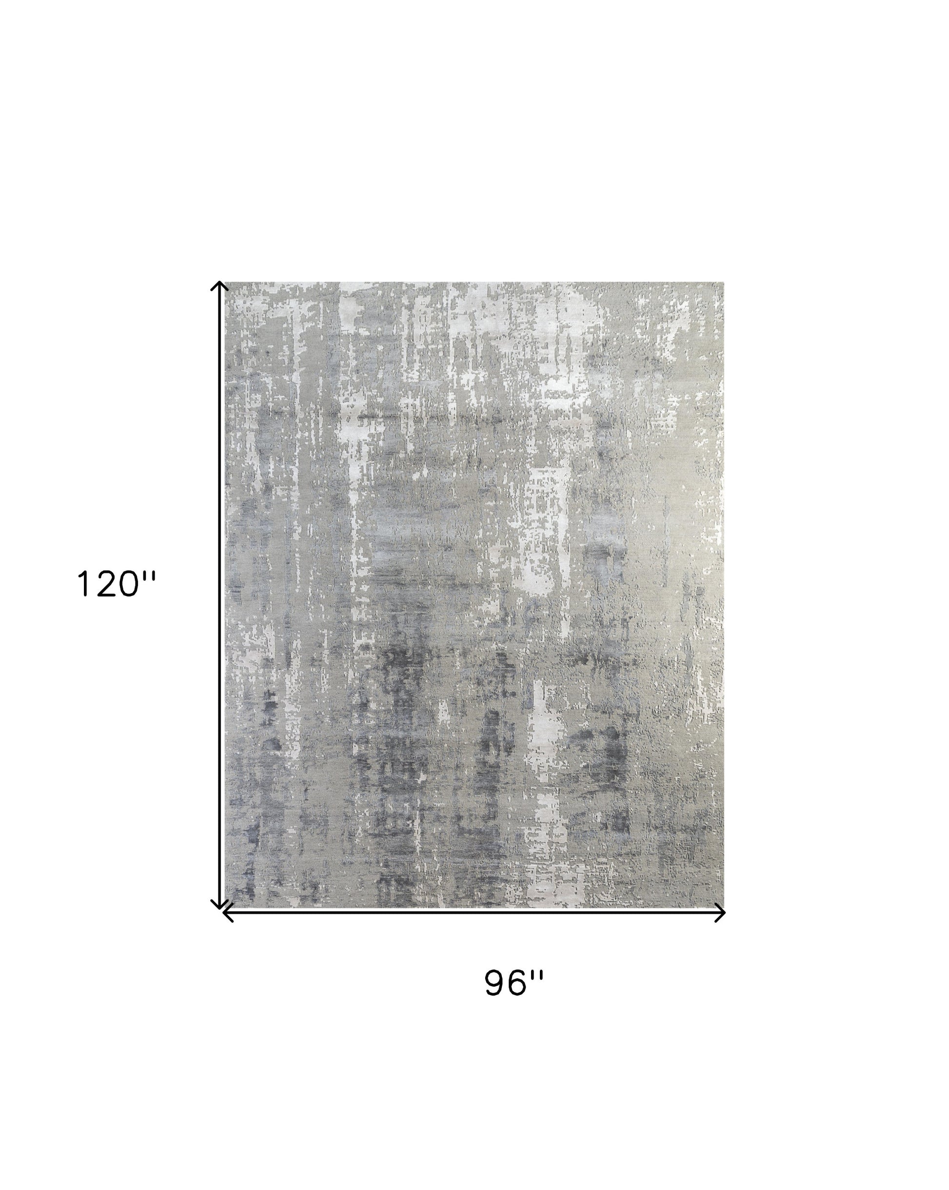 8' X 10' Ivory Beige and Gray Abstract Hand Knotted Area Rug-4