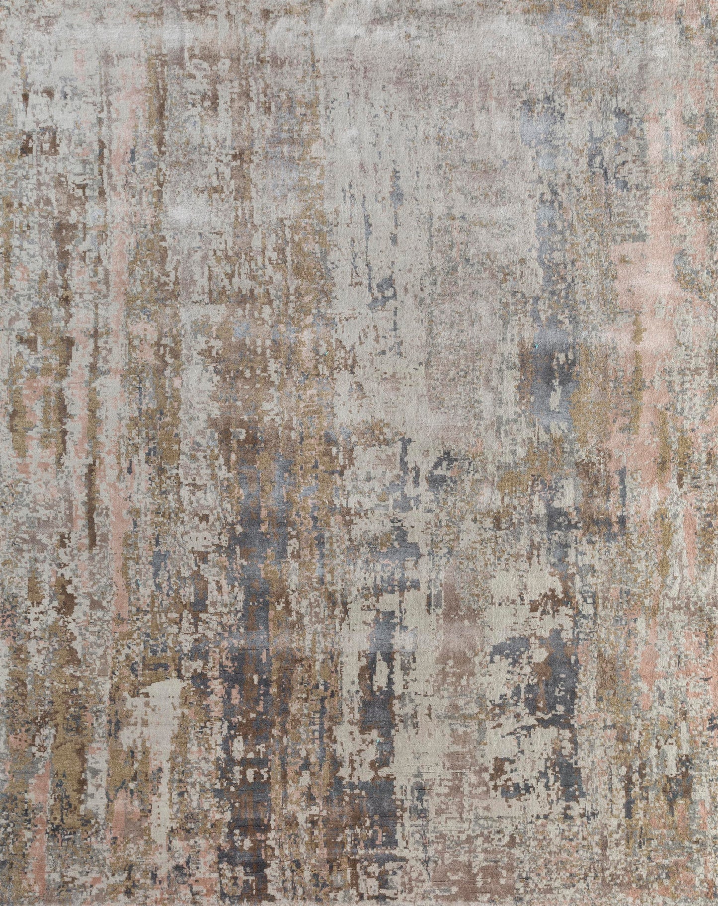 8' X 10' Blue Abstract Hand Knotted Area Rug-1