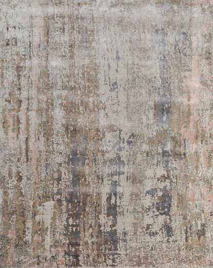 8' X 10' Blue Abstract Hand Knotted Area Rug-1
