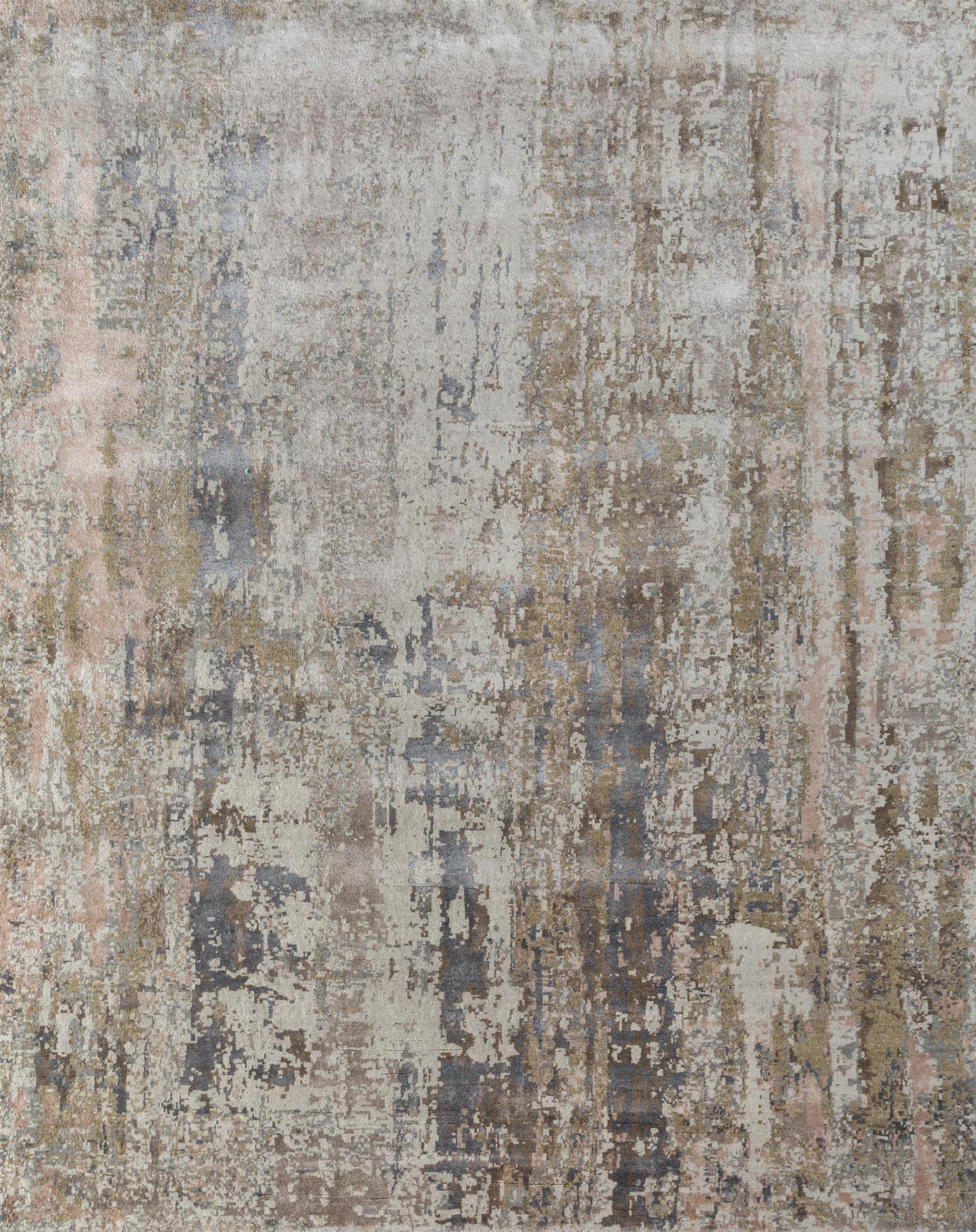 8' X 10' Blue Abstract Hand Knotted Area Rug-3