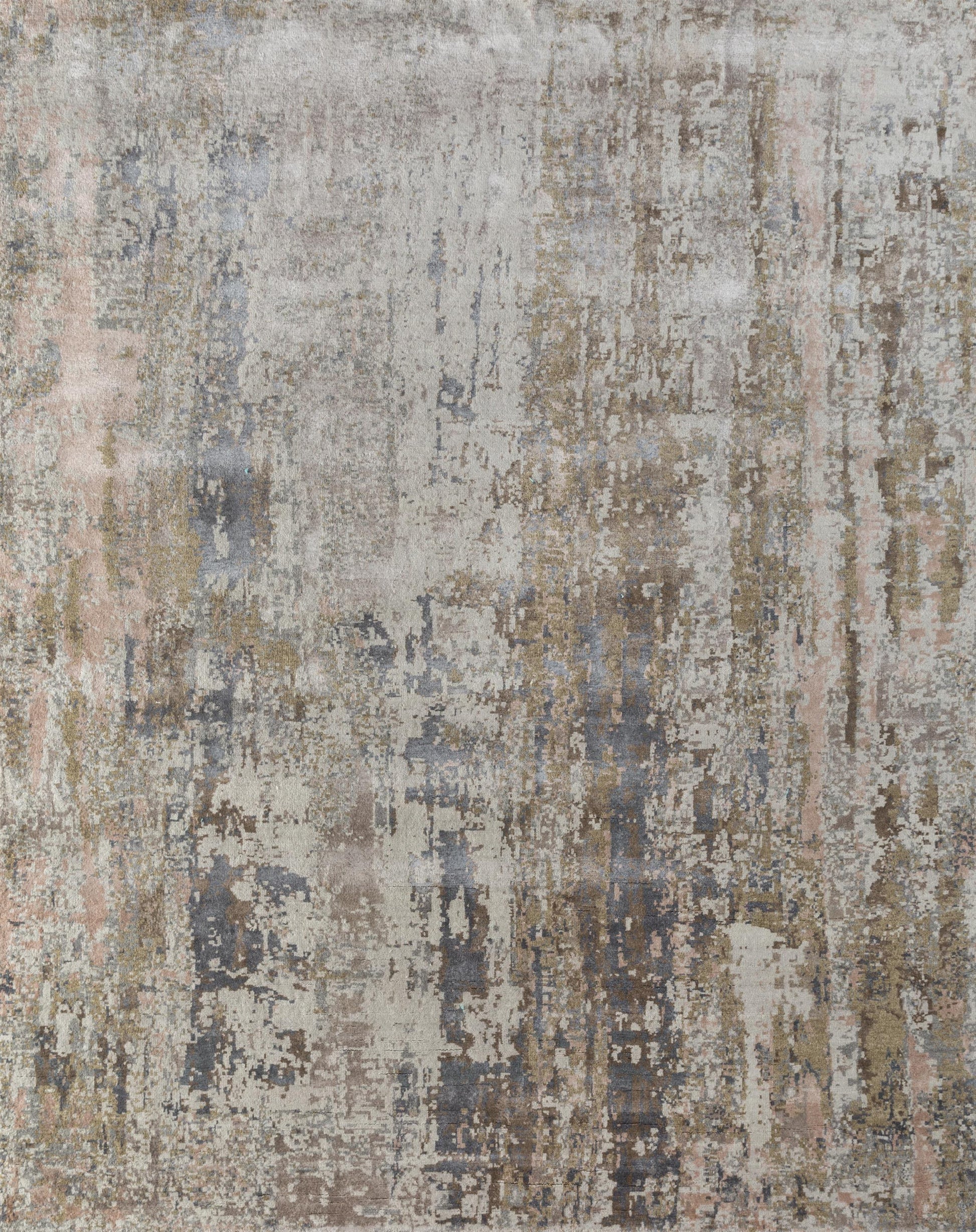 8' X 10' Blue Abstract Hand Knotted Area Rug-3