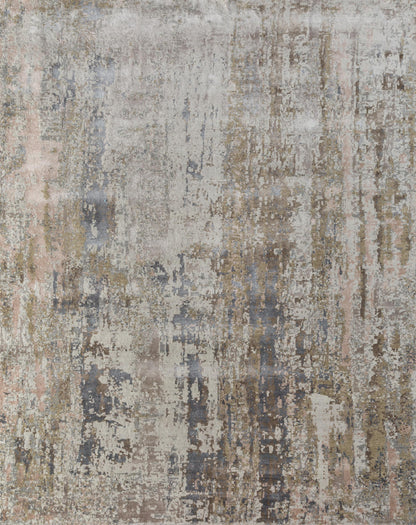 8' X 10' Blue Abstract Hand Knotted Area Rug-3