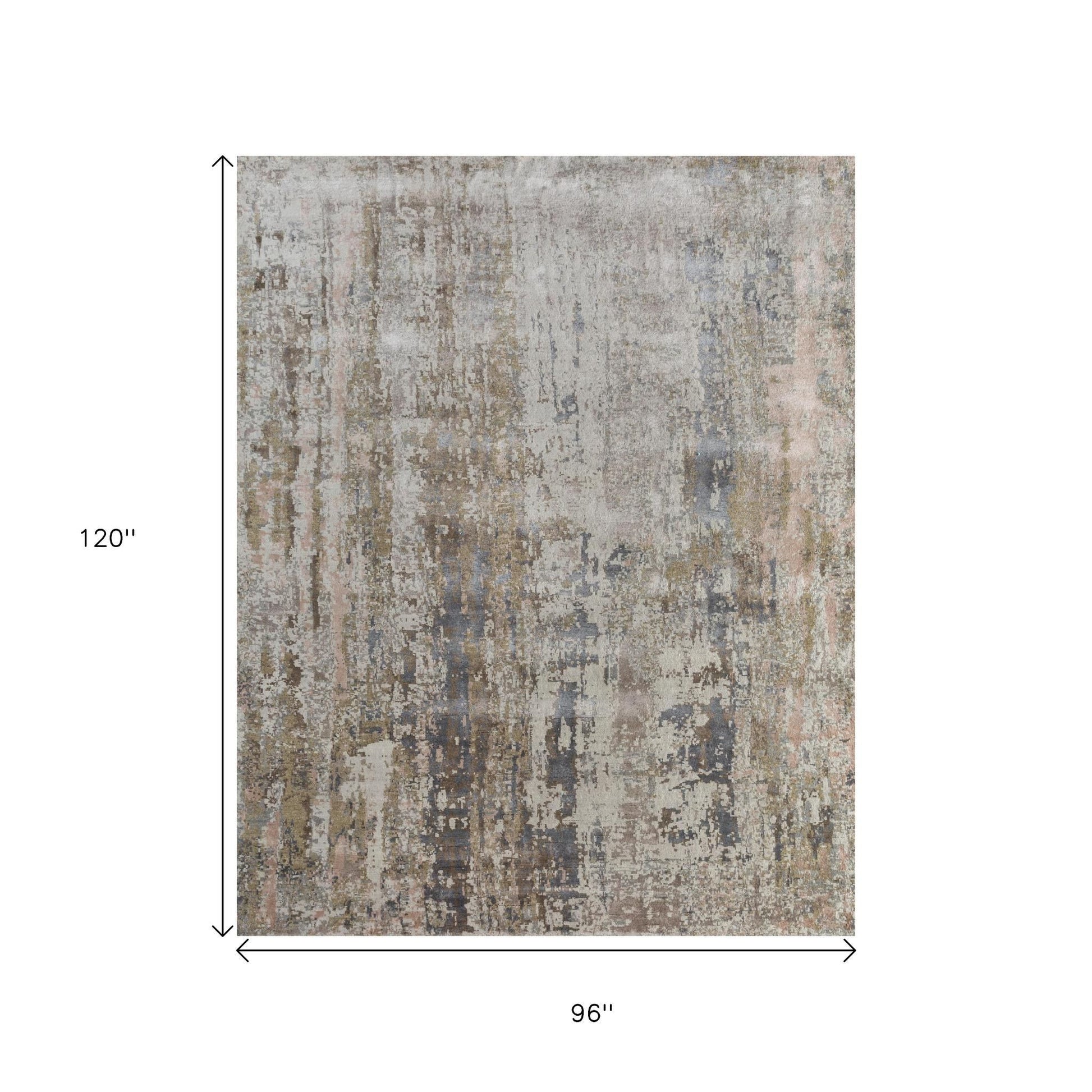 8' X 10' Blue Abstract Hand Knotted Area Rug-2