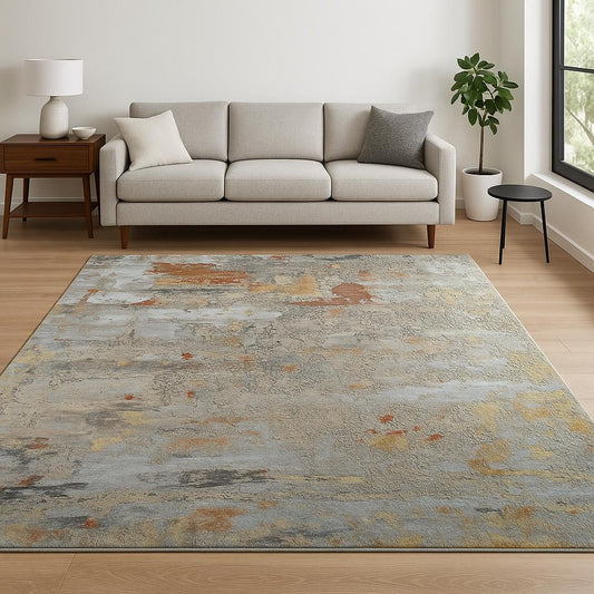 8' X 10' Blue Abstract Hand Knotted Area Rug-0