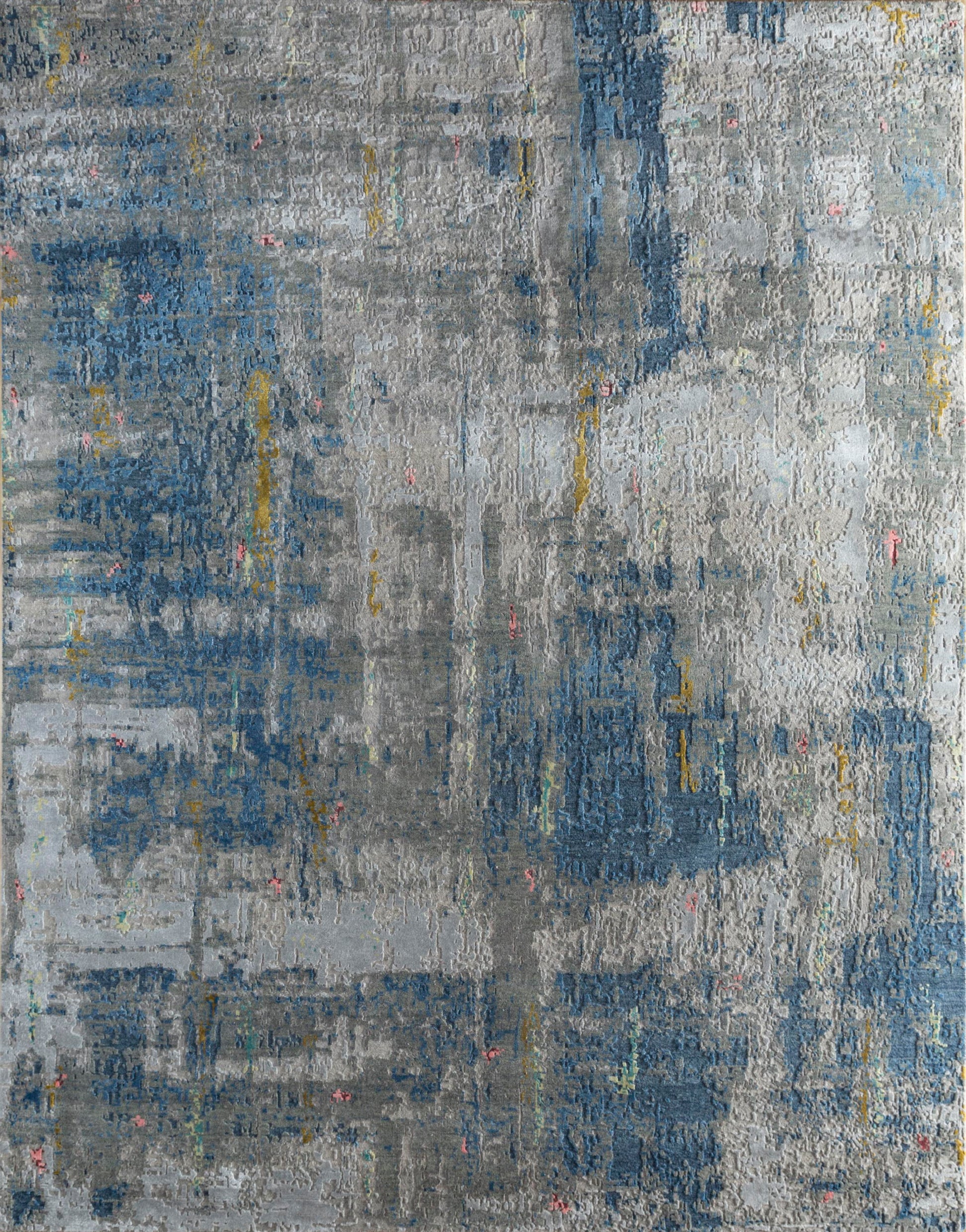 8' X 10' Blue Abstract Hand Knotted Area Rug-1