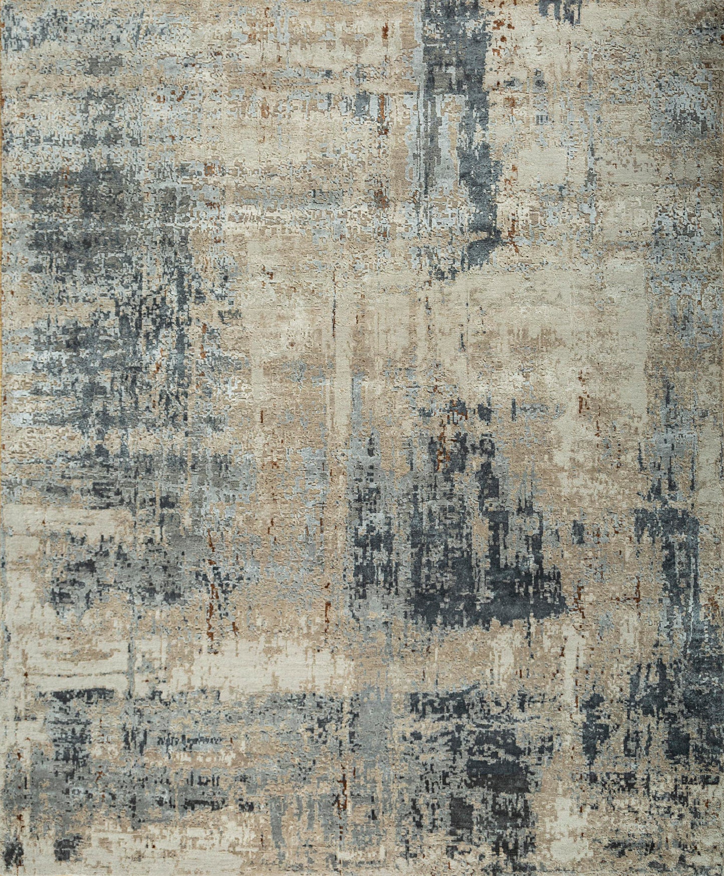 8' X 10' Brown Abstract Hand Knotted Area Rug-1