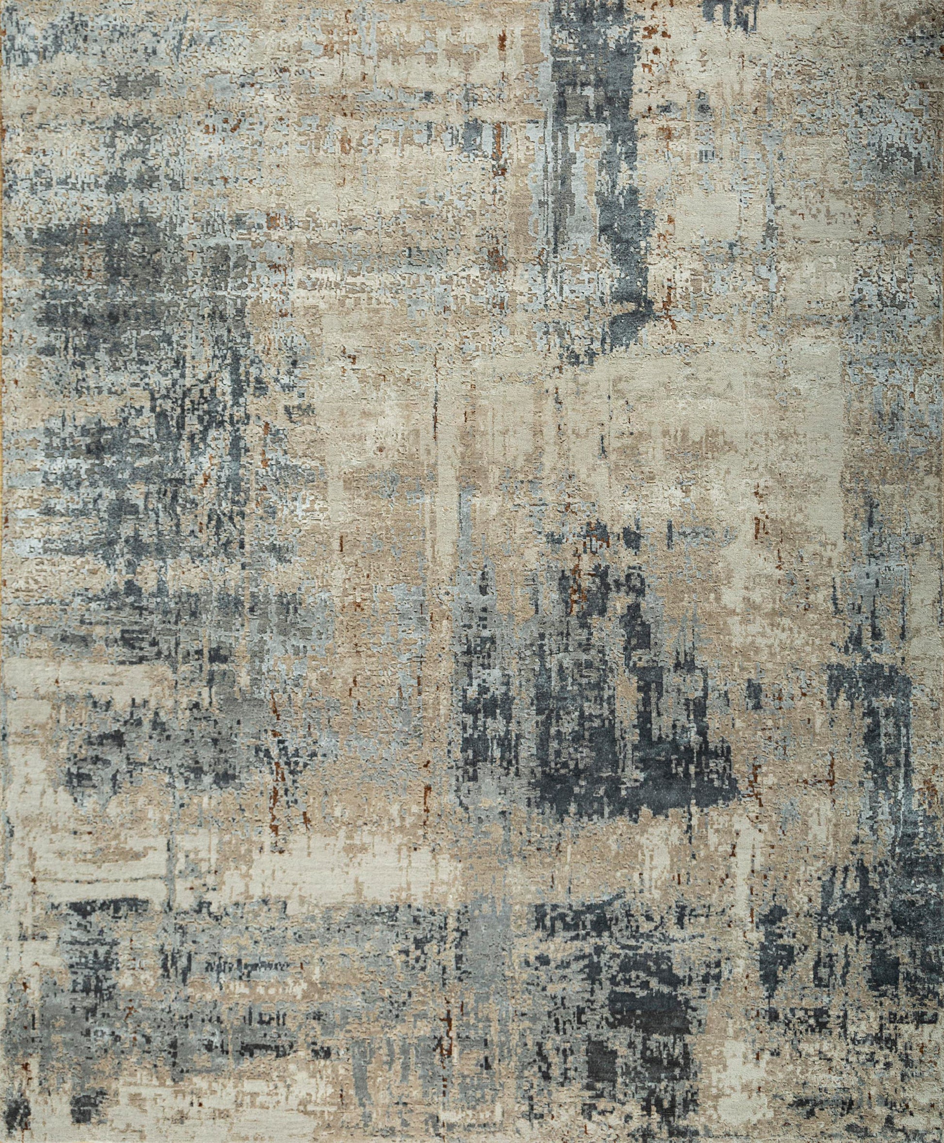 8' X 10' Brown Abstract Hand Knotted Area Rug-1