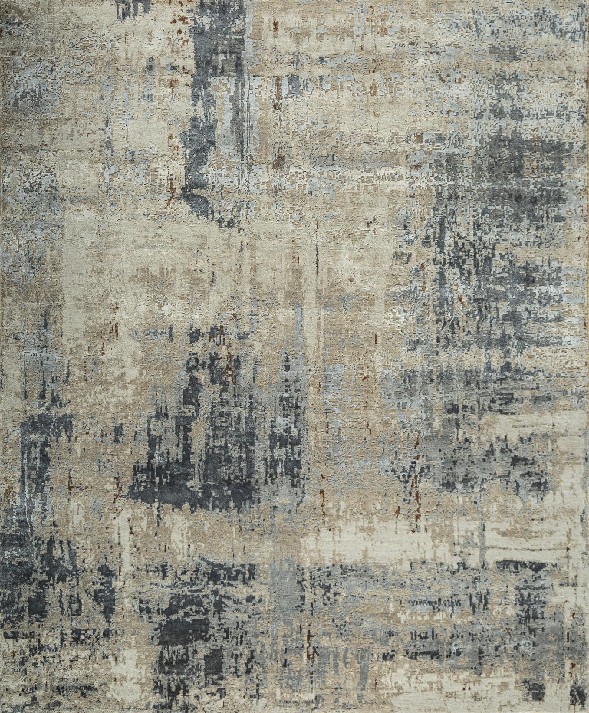 8' X 10' Brown Abstract Hand Knotted Area Rug-3