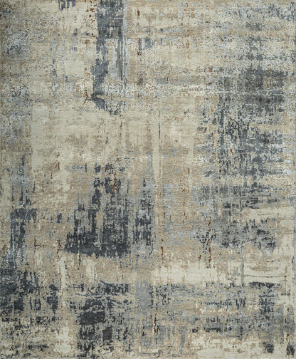 8' X 10' Brown Abstract Hand Knotted Area Rug-3