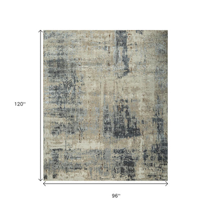 8' X 10' Brown Abstract Hand Knotted Area Rug-2