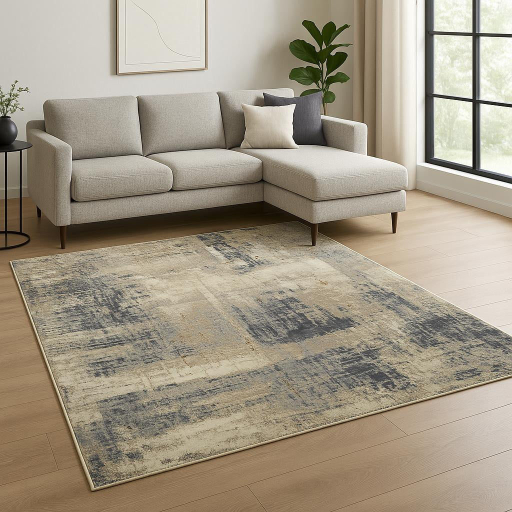 8' X 10' Brown Abstract Hand Knotted Area Rug-0