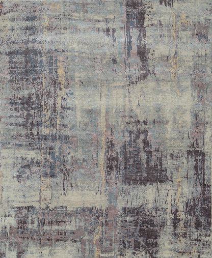 8' X 10' Purple Abstract Hand Knotted Area Rug-1