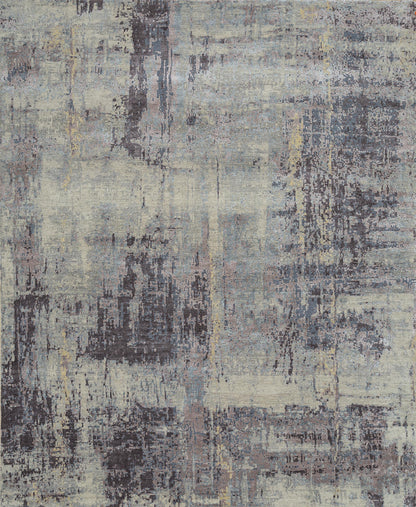 8' X 10' Purple Abstract Hand Knotted Area Rug-3