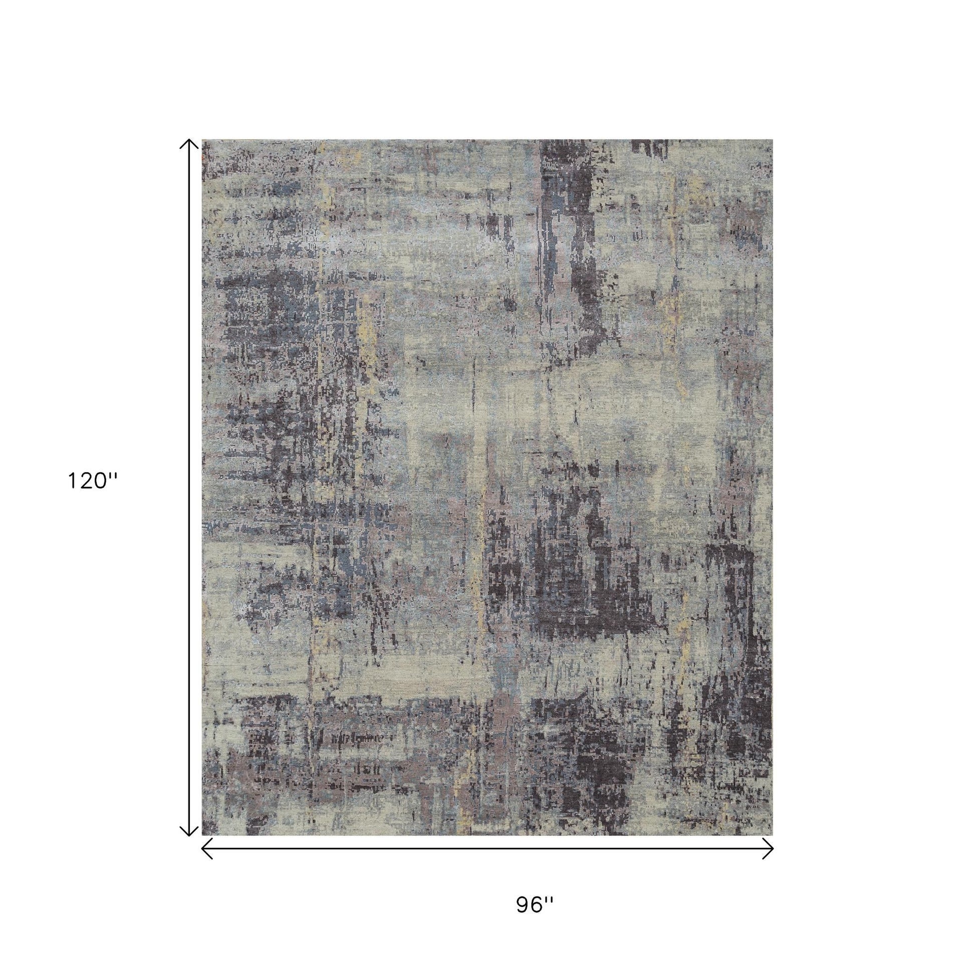 8' X 10' Purple Abstract Hand Knotted Area Rug-2