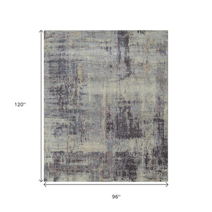8' X 10' Purple Abstract Hand Knotted Area Rug-2