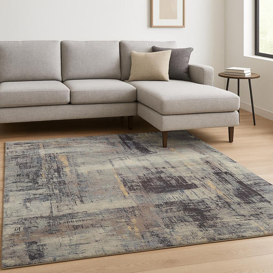 8' X 10' Purple Abstract Hand Knotted Area Rug-0