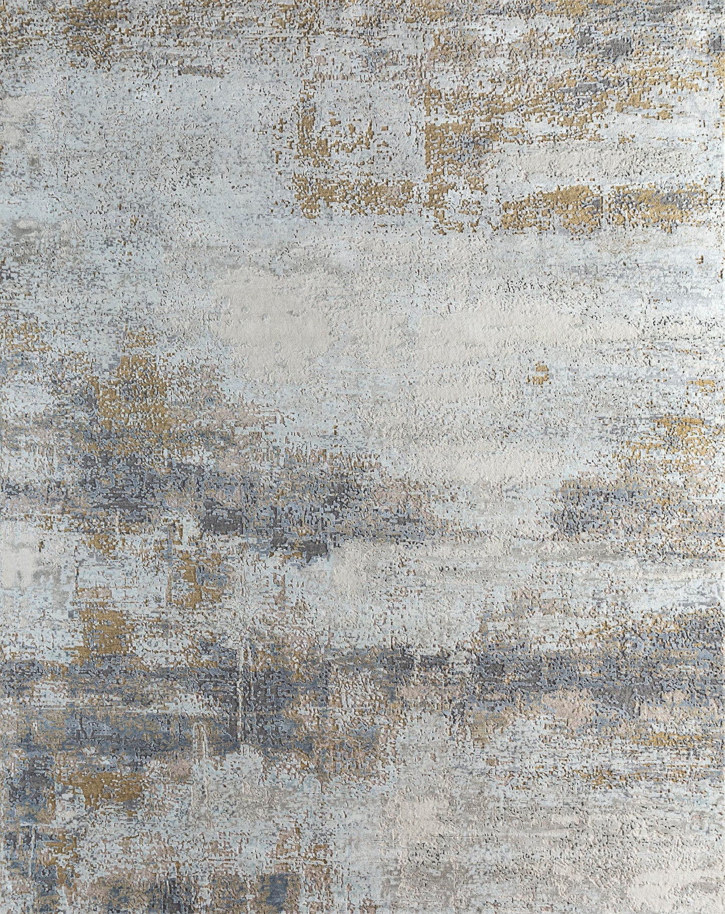 8' X 10' Gold Abstract Hand Knotted Area Rug-0