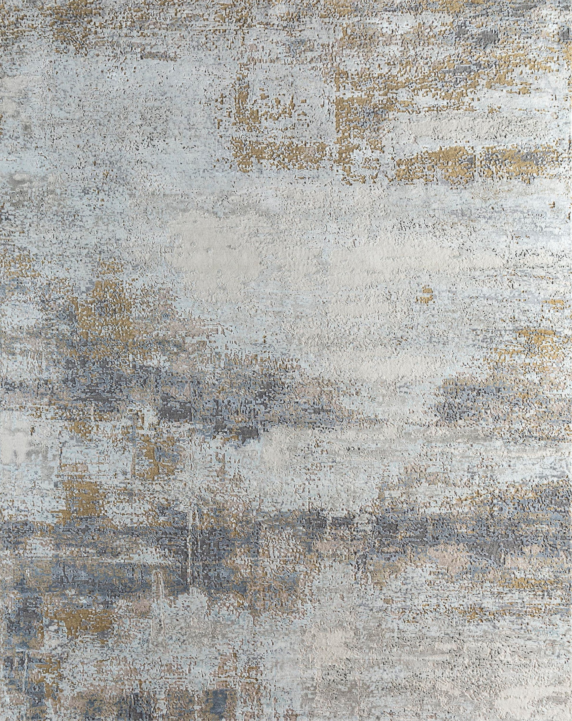 8' X 10' Gold Abstract Hand Knotted Area Rug-0