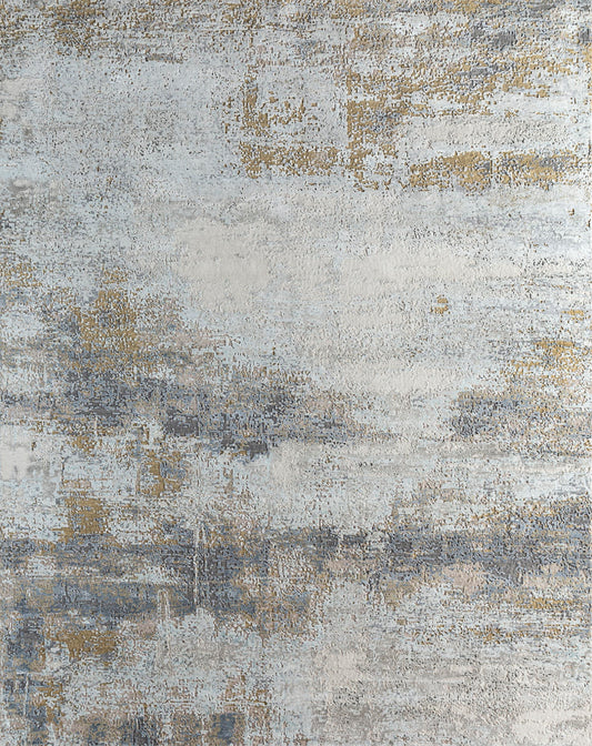 8' X 10' Gold Abstract Hand Knotted Area Rug-0