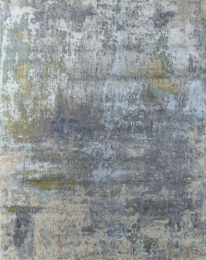 8' X 10' Blue Abstract Hand Knotted Area Rug-2