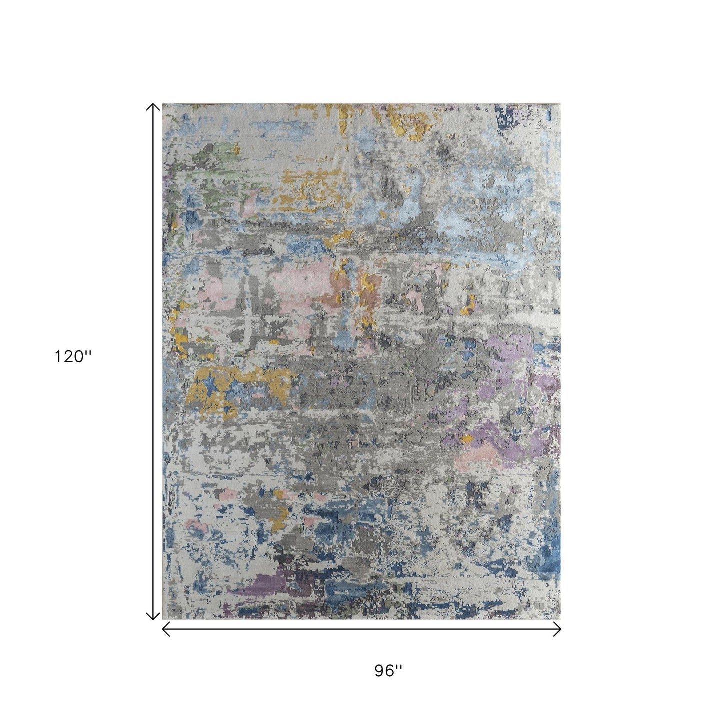 8' X 10' Blue Abstract Hand Knotted Area Rug-2