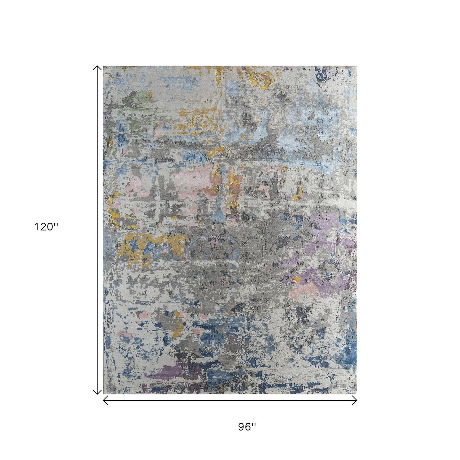 8' X 10' Blue Abstract Hand Knotted Area Rug-2