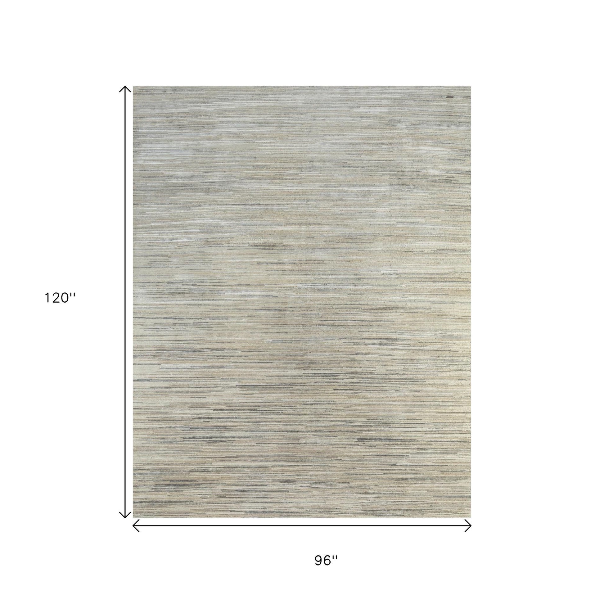 8' X 10' Beige Abstract Hand Knotted Area Rug-2