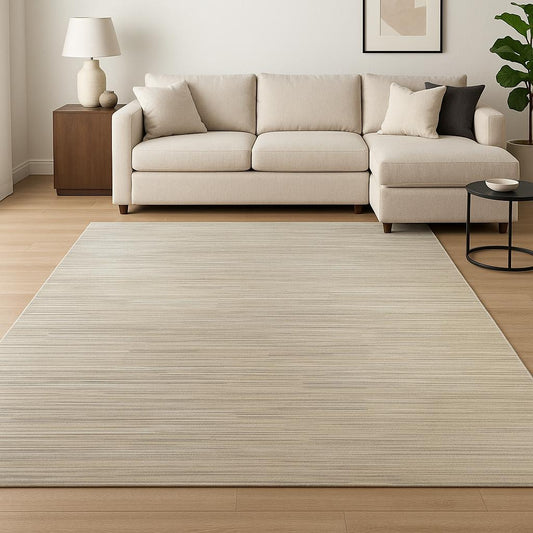 8' X 10' Beige Abstract Hand Knotted Area Rug-0