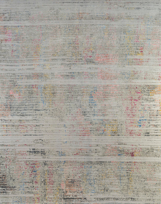 8' X 10' Beige Abstract Hand Knotted Area Rug-0