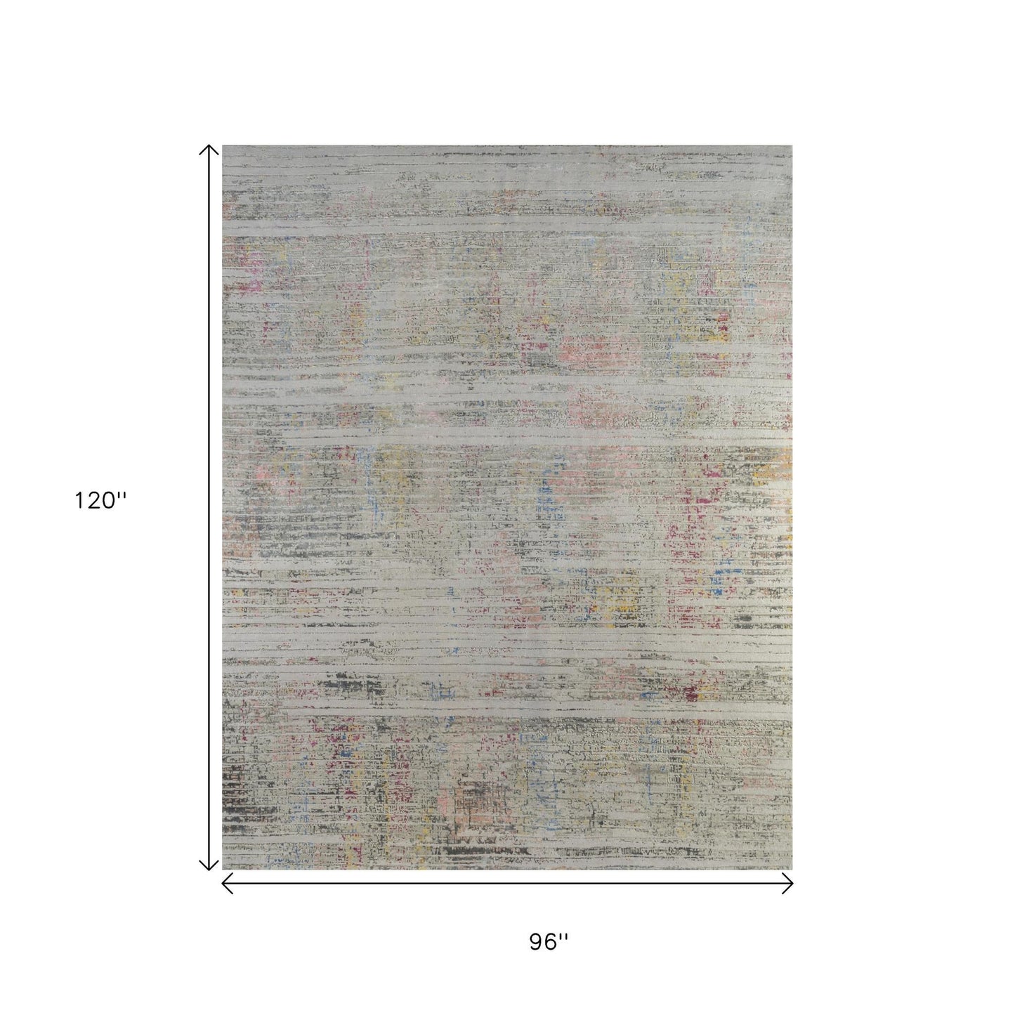 8' X 10' Beige Abstract Hand Knotted Area Rug-3