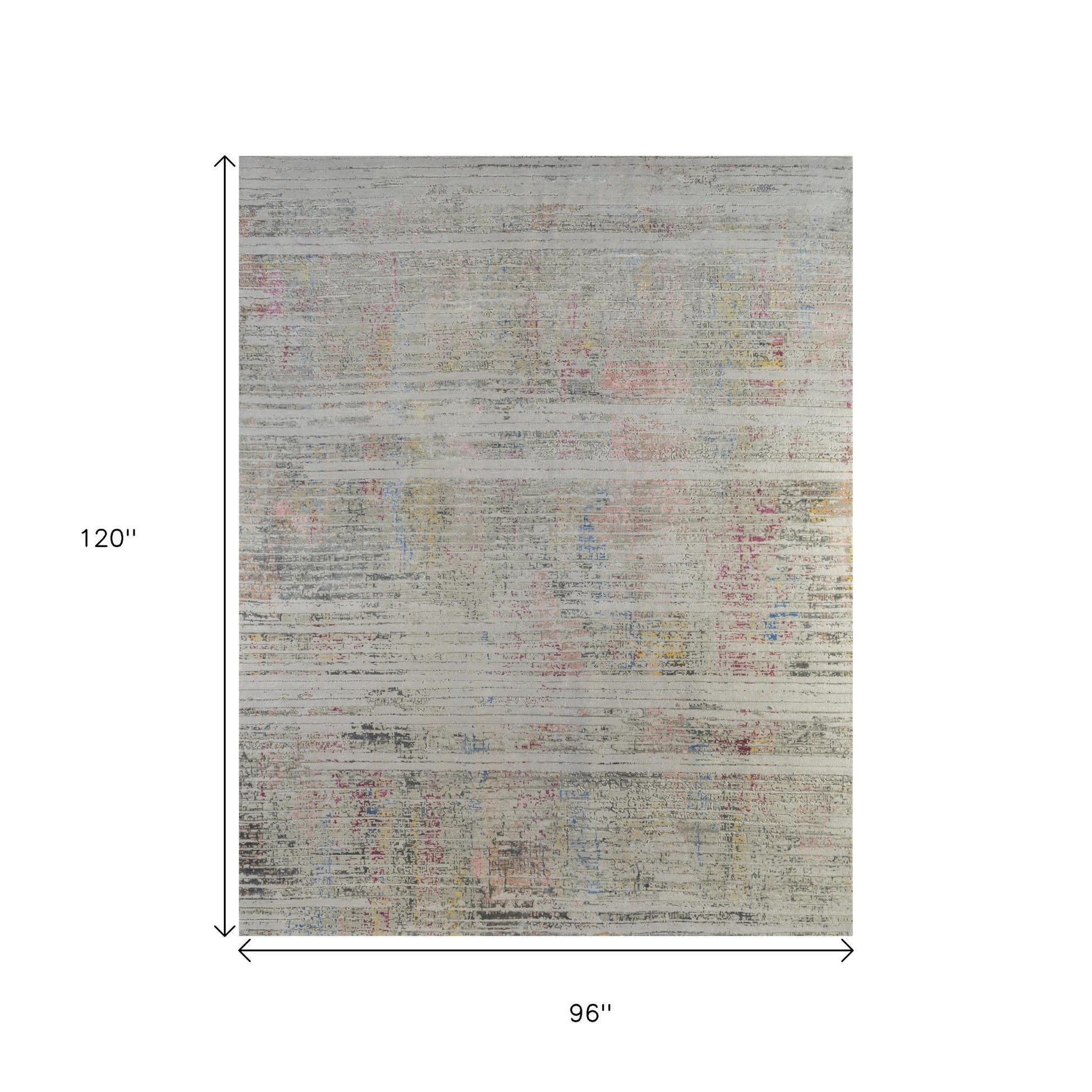 8' X 10' Beige Abstract Hand Knotted Area Rug-3