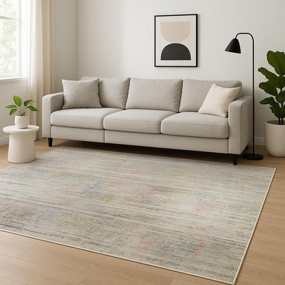 8' X 10' Beige Abstract Hand Knotted Area Rug-1